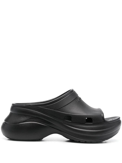 Balenciaga Platform Slides In Black