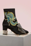 GUCCI DRAGON SATIN MID-HEEL ANKLE BOOTS,476249/KND90/1000