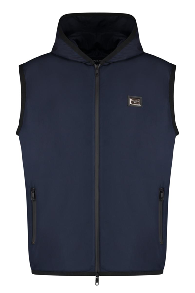 Dolce & Gabbana Sporty Waistcoat With Zipper In Blue