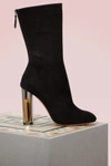 Alexander Mcqueen Metallic-heel Suede Ankle Boots In 1000 - Black