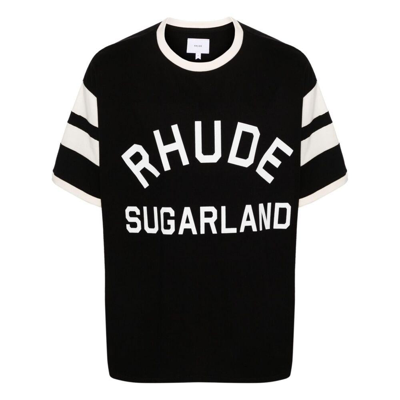 Rhude Sugarland Ringer Cotton T-shirt In Black  