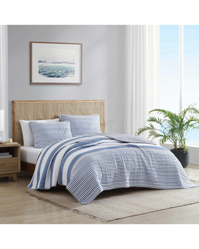 Nautica 136 Thread Count Fairwater Reversible Quilt Set In Blue