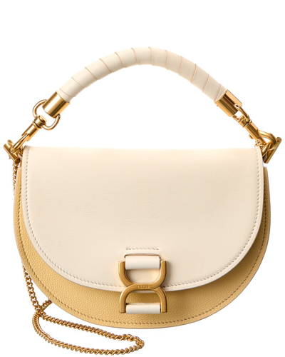 Chloé Marcie Chain Flap Leather & Suede Shoulder Bag In White