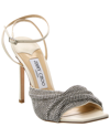 Jimmy Choo Rhinestone Square Toeline Stiletto Sandals In White