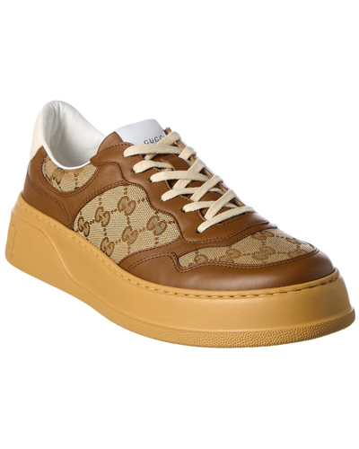 Gucci Gg Canvas & Leather Sneaker In Brown