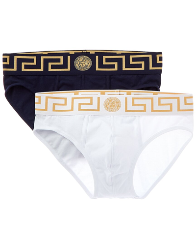 Versace 2pk Greca Border Brief In White