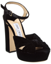 Jimmy Choo Heloise Velvet Platform Sandals In Black