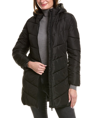 Big Chill Chevron Quilted Puffer Coat In Black