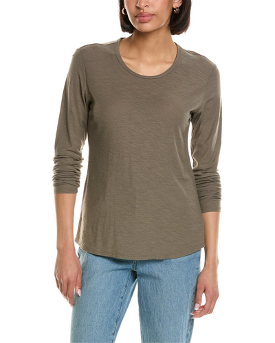 James Perse Crew Neck Long Sleeve T-shirt In Gray