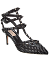Valentino 65mm Rockstud Mesh Heels In Black