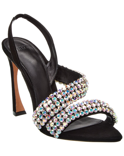Alexandre Birman Alannis Suede Slingback Sandals With Crystals In Black