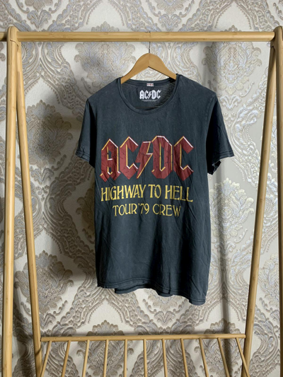 Pre-owned Acdc X Band Tees Vintage Ac/dc T-shirt Highway To He'll Tour 79 Crew Y2k 90's In Grey