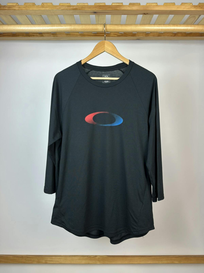 Pre-owned Oakley X Outdoor Life Vintage Oakley Big Logo 3/4 Sleeves Gorpcore Shirt In Black