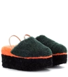 FENDI SHEARLING PLATFORM SLIPPERS,P00273288