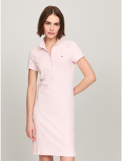 Tommy Hilfiger Slim Fit Stretch Cotton Short Polo Dress In Cradle Pink