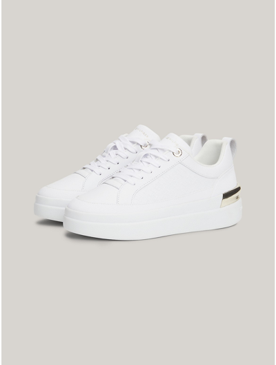 Tommy Hilfiger Monogram Luxe Leather Cupsole Sneaker In White