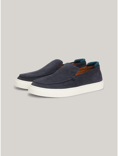 Tommy Hilfiger Th Logo Suede Loafer Sneaker In Navy