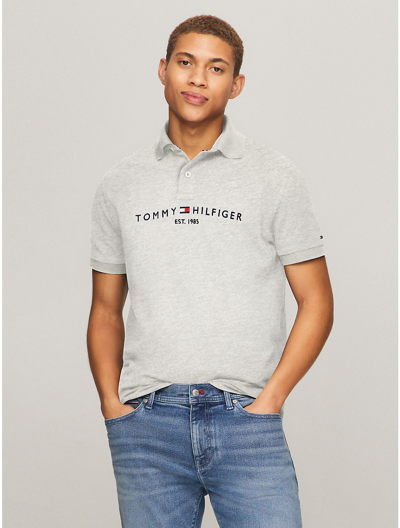 Tommy Hilfiger Regular Fit Embroidered Tommy Logo Polo In Grey Heather