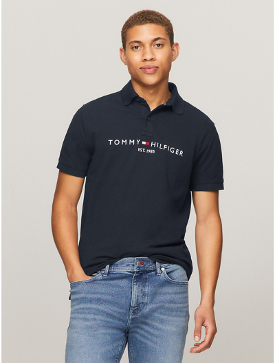 Tommy Hilfiger Regular Fit Tommy Logo Polo In Navy