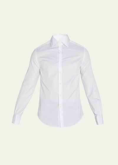 Brunello Cucinelli Button-down Collar Cotton Shirt With Curved Hem In White