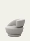 Interlude Home Arabella Right-arm Swivel Chair In Faux Linen Gray