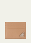 Prada Triangle-logo Leather Cardholder In F03oe Caramel X
