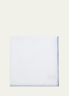 Simonnot Godard Men's Cotton-linen Pocket Square In White Blue