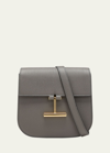 Tom Ford Tara Mini Crossbody In Grained Leather With Leather Strap In Graphite