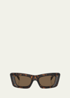 Prada Rectangular Marble Acetate Cat-eye Sunglasses In Tortoise