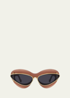 Loewe Double Frame Mixed-media Cat-eye Sunglasses In Red