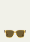 Prada Contrasting Logo Square Acetate & Plastic Sunglasses In Dark Brown