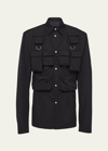 PRADA MEN'S MULTI-POCKET POPLIN JACKET