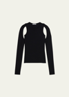 Helmut Lang Cotton Cut Out Underarm Crewneck Top In Black