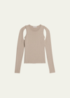 HELMUT LANG CUT-OUT LONG-SLEEVE KNIT TOP