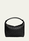 Bottega Veneta Wallace Mini Leather Shoulder Bag In Black-gold
