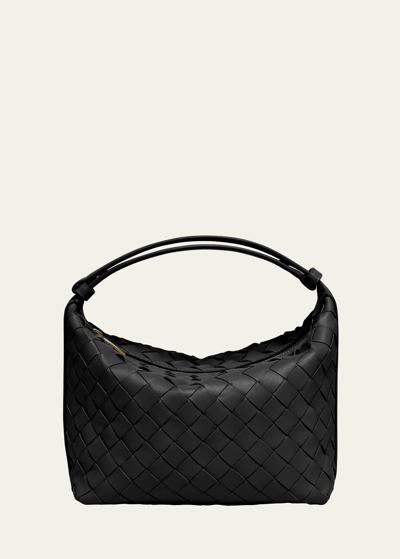 Bottega Veneta Wallace Mini Leather Shoulder Bag In Black