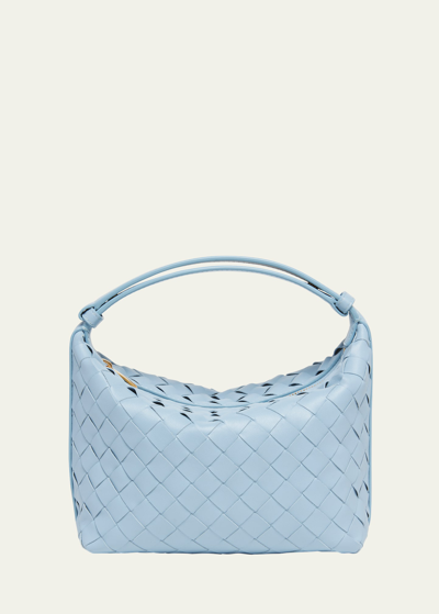 Bottega Veneta Wallace Mini Leather Shoulder Bag In Blue