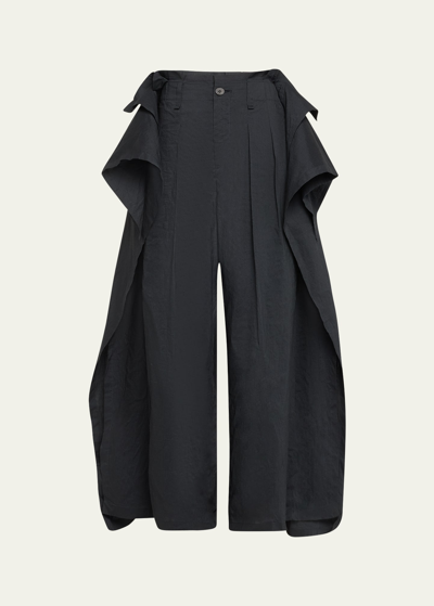 Issey Miyake Twisted Side Panel Woven Pants In Black