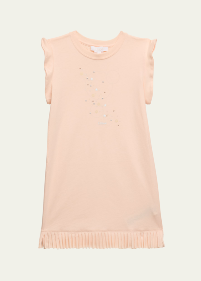 Chloé Girl's Embellished T-shirt Dress In Pale Pink
