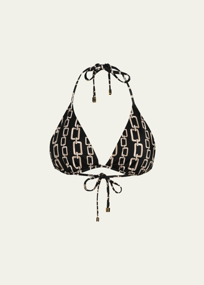 L'agence Swim Annabelle Geo Triangle Bikini Top In Black