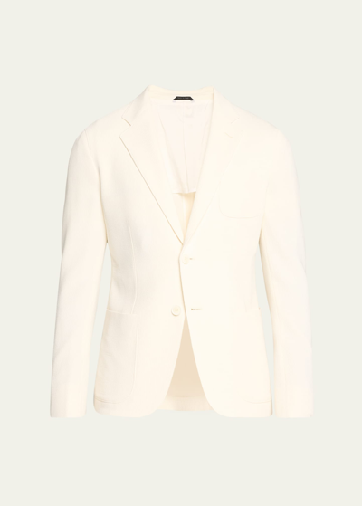 Giorgio Armani Men's Seersucker Suit Separate Jacket In Solid White