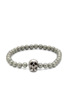 Alexander Mcqueen Skull Multi-bead Brass Bracelet In Silver