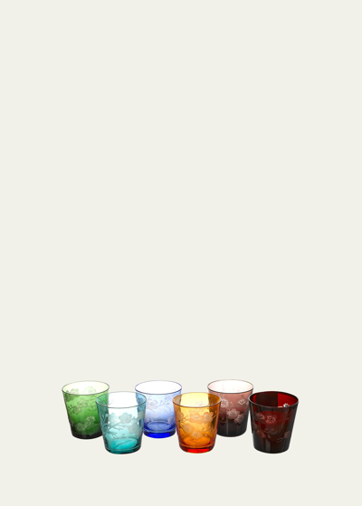 Polspotten Set Of 6 Blossom Glasses In Multicolor