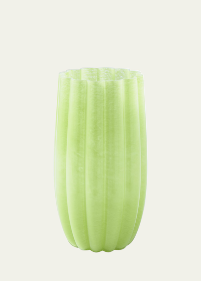Polspotten Medium Melon Glass Vase In Olive Green