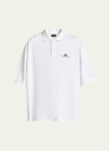 Balenciaga Men's Oversized Polo Shirt In Bianco
