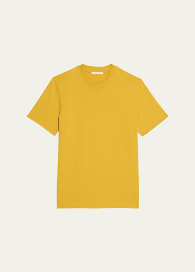 Helmut Lang Men's Logo-back Short-sleeve Heavy Cotton T-shirt In Taxi Yellow