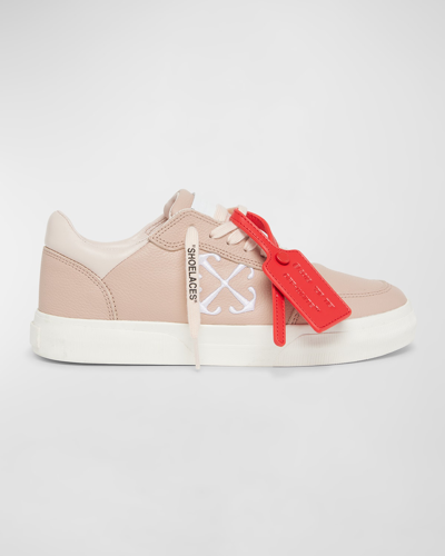OFF-WHITE VULCANIZED LEATHER LOW-TOP SNEAKERS