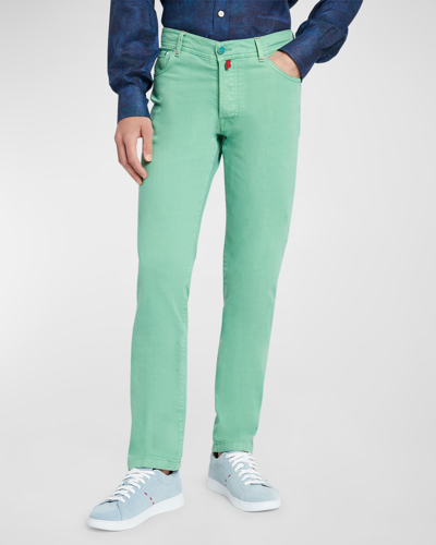 Kiton Men's 5-pocket Straight-leg Pants In Green