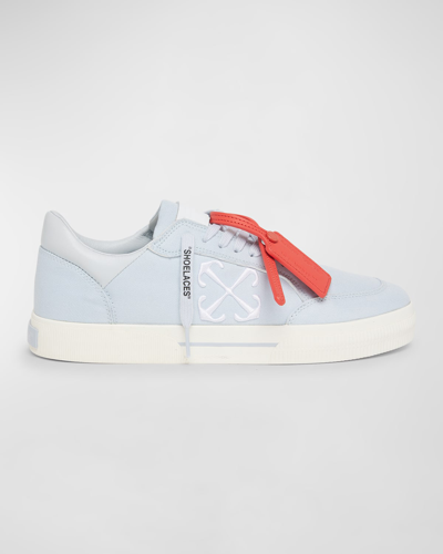 Off-white Vulcanized Contrasting-tag Canvas Sneakers In Blue