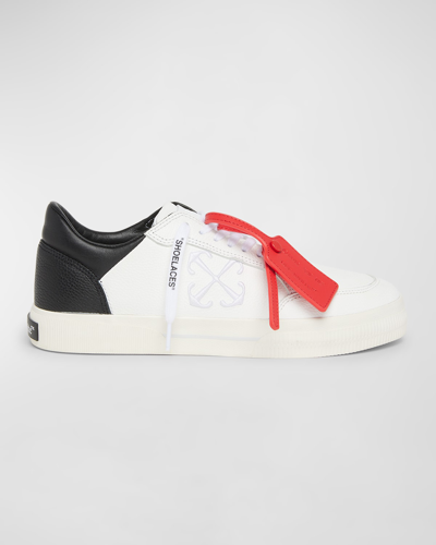 OFF-WHITE MEN'S NEW VULCANIZED BICOLOR LEATHER LOW-TOP SNEAKERS